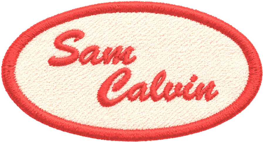 Embroidered Sam Calvin name patch